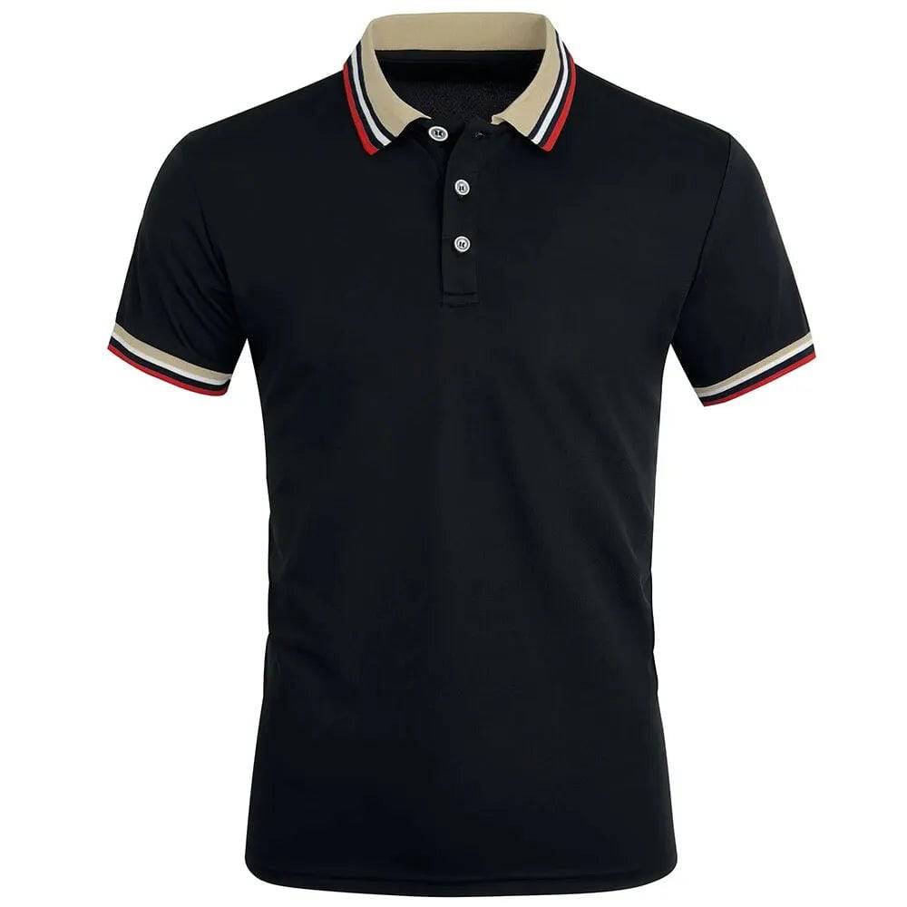 Men Breathable Cotton Striped Short Sleeve Polo Shirt