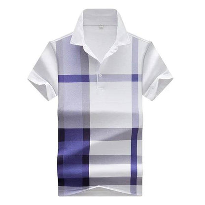 Men's Business Casual Stripe Polo Comfortable Cotton Top British Style