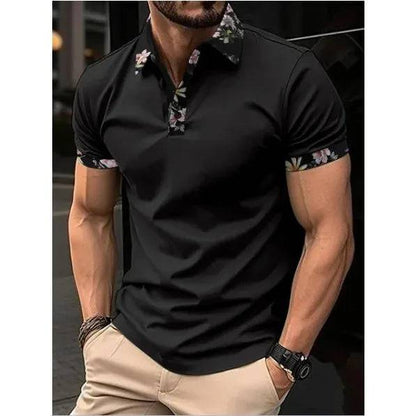 Men's Short Sleeve Plaid Collar Polo Shirt