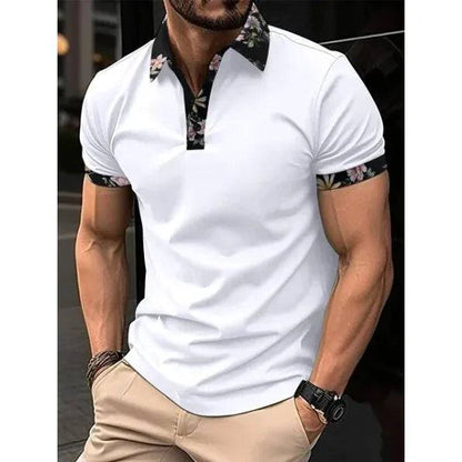 Men's Short Sleeve Plaid Collar Polo Shirt