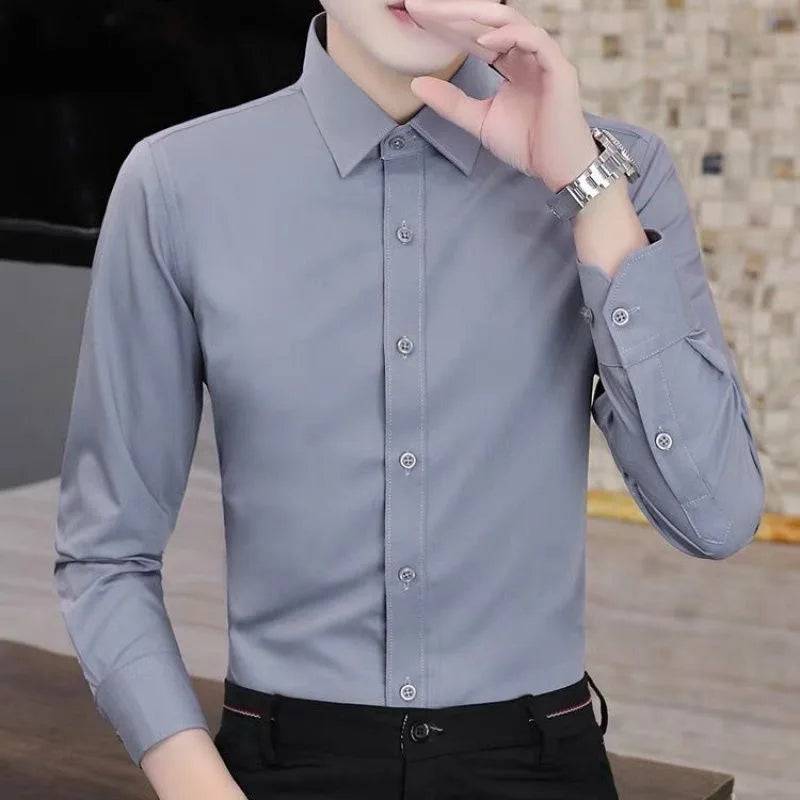 Men's Solid color Business Casual Formal Shirt