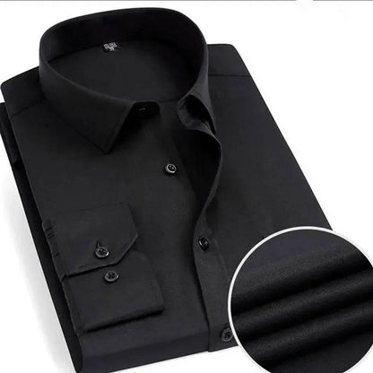 Men's Long-sleeve Solid Casual Formal Shirt - Xmaker