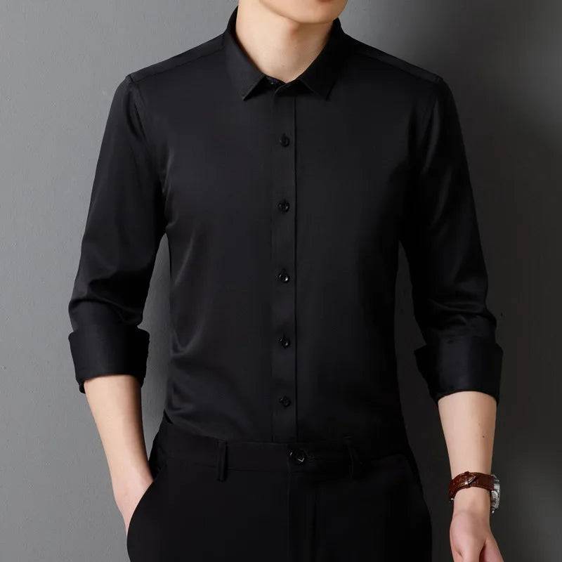 Men's Long Sleeved Shirt Soft Fit Business Formal Without Pockets