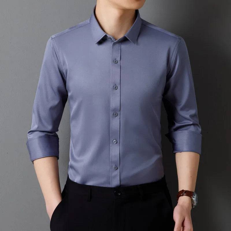 Men's Long Sleeved Shirt Soft Fit Business Formal Without Pockets