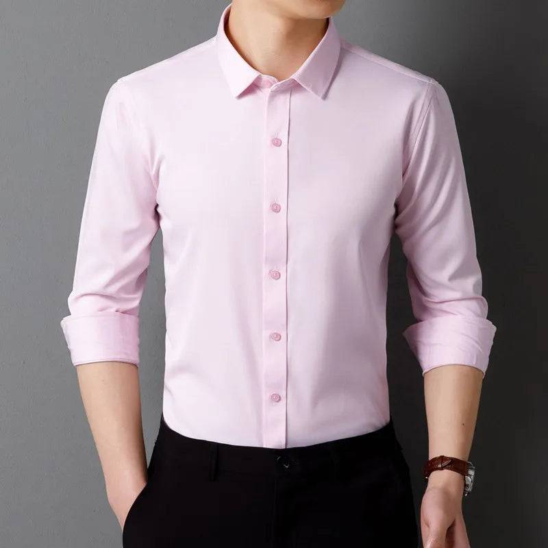 Men's Long Sleeved Shirt Soft Fit Business Formal Without Pockets