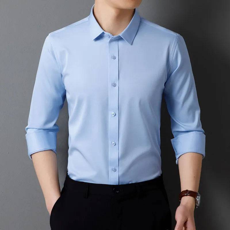 Men's Long Sleeved Shirt Soft Fit Business Formal Without Pockets