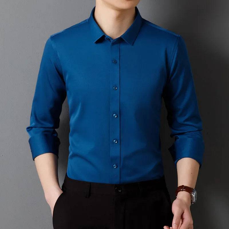 Men's Long Sleeved Shirt Soft Fit Business Formal Without Pockets