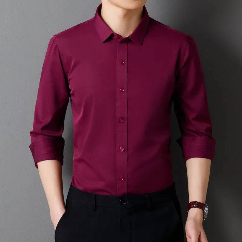 Men's Long Sleeved Shirt Soft Fit Business Formal Without Pockets