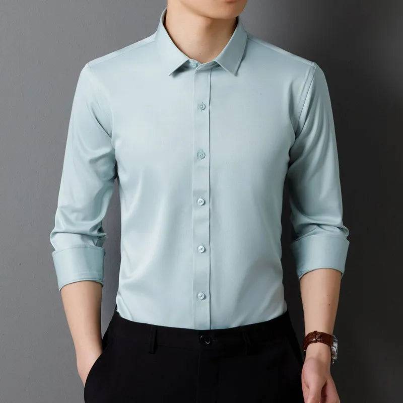 Men's Long Sleeved Shirt Soft Fit Business Formal Without Pockets