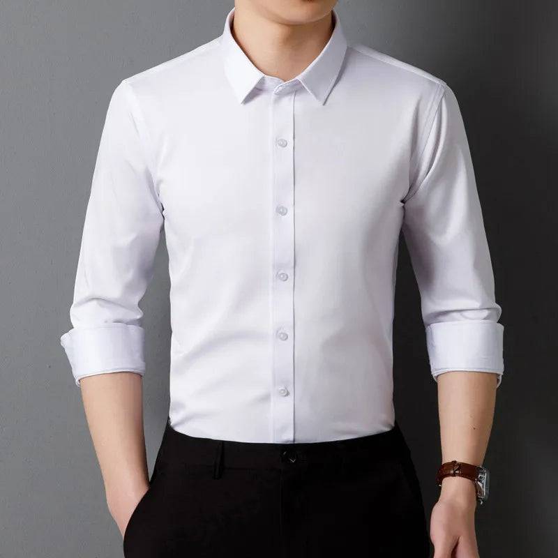 Men's Long Sleeved Shirt Soft Fit Business Formal Without Pockets