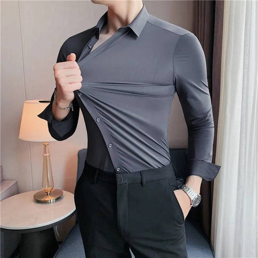 Men Long Sleeve Slim Casual Social Formal