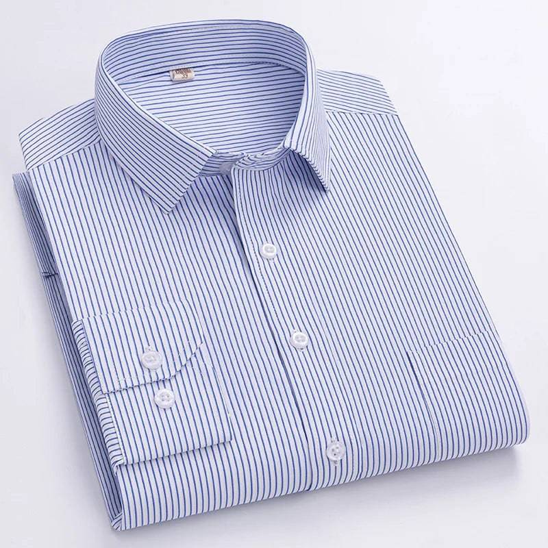 Men's Formal Shirt Long Sleeve Striped Anti-wrinkle Non-ironing