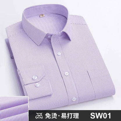 Men's Formal Shirt Long Sleeve Striped Anti-wrinkle Non-ironing