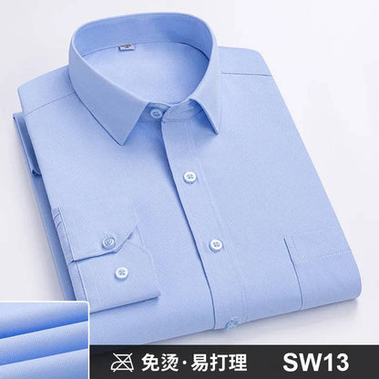 Men's Formal Shirt Long Sleeve Striped Anti-wrinkle Non-ironing