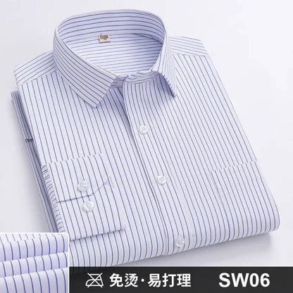 Men's Formal Shirt Long Sleeve Striped Anti-wrinkle Non-ironing