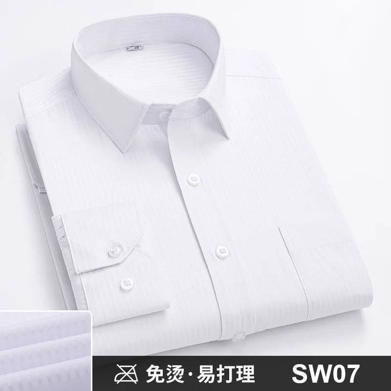 Men's Formal Shirt Long Sleeve Striped Anti-wrinkle Non-ironing