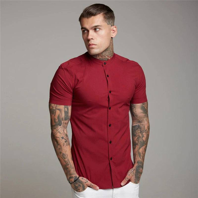 Men Slim Fit Social Business Collar Shirt