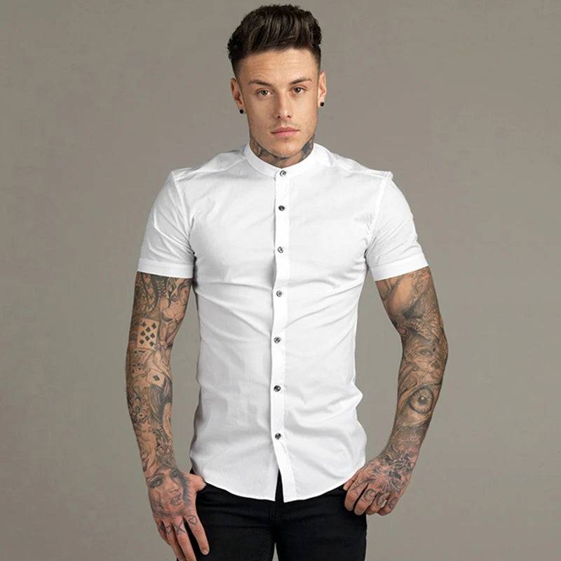 Men Slim Fit Social Business Collar Shirt