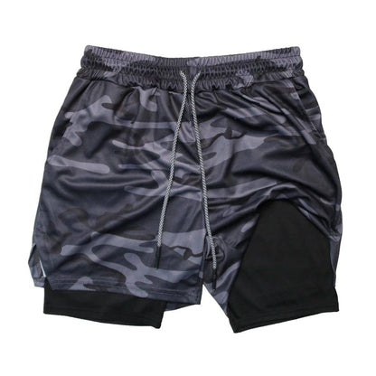 Men's Double Layer Fitness Shorts Men Fitness Gym Training 2 in 1 Sports Shorts Quick Dry Workout Jogging Double Deck Summer - Xmaker