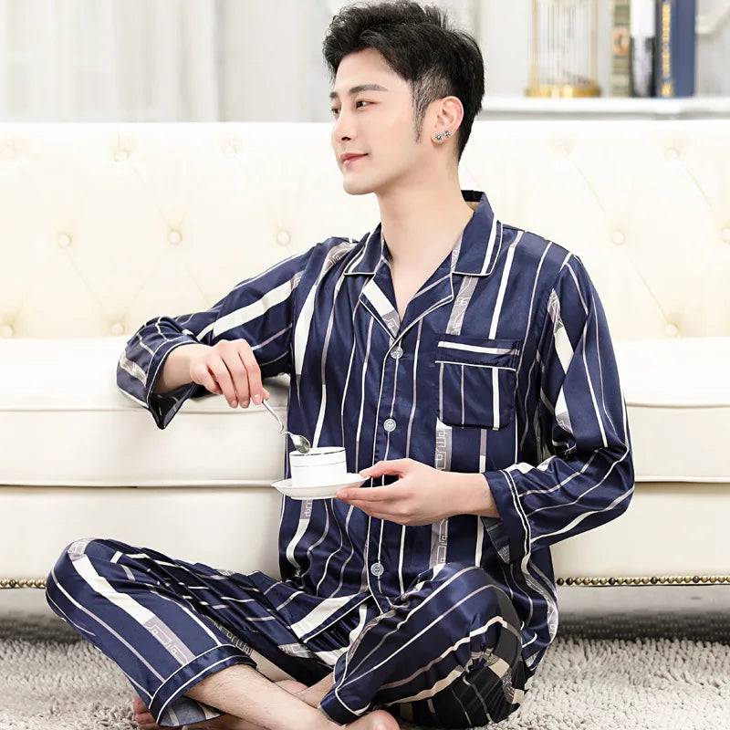 Men Pajamas Long Sleeve Short Sleeve set