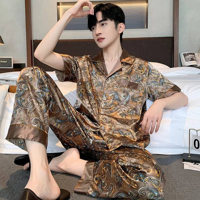 Men Pajamas Long Sleeve Short Sleeve set