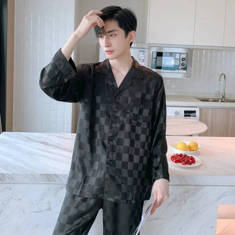 Men Pajamas Long Sleeve Short Sleeve set