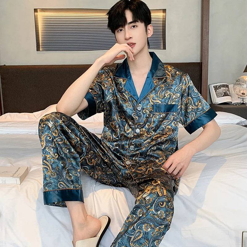 Men Pajamas Long Sleeve Short Sleeve set