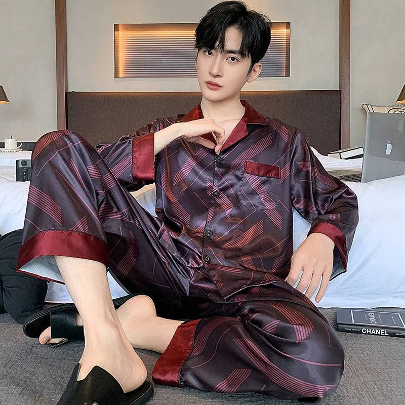 Men Pajamas Long Sleeve Short Sleeve set