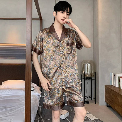 Men Pajamas Long Sleeve Short Sleeve set