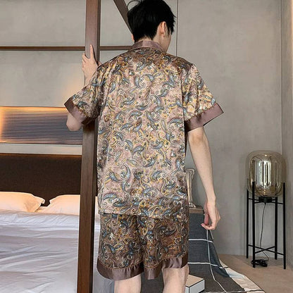 Men Pajamas Long Sleeve Short Sleeve set