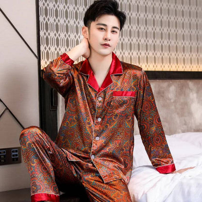 Men Pajamas Long Sleeve Short Sleeve set