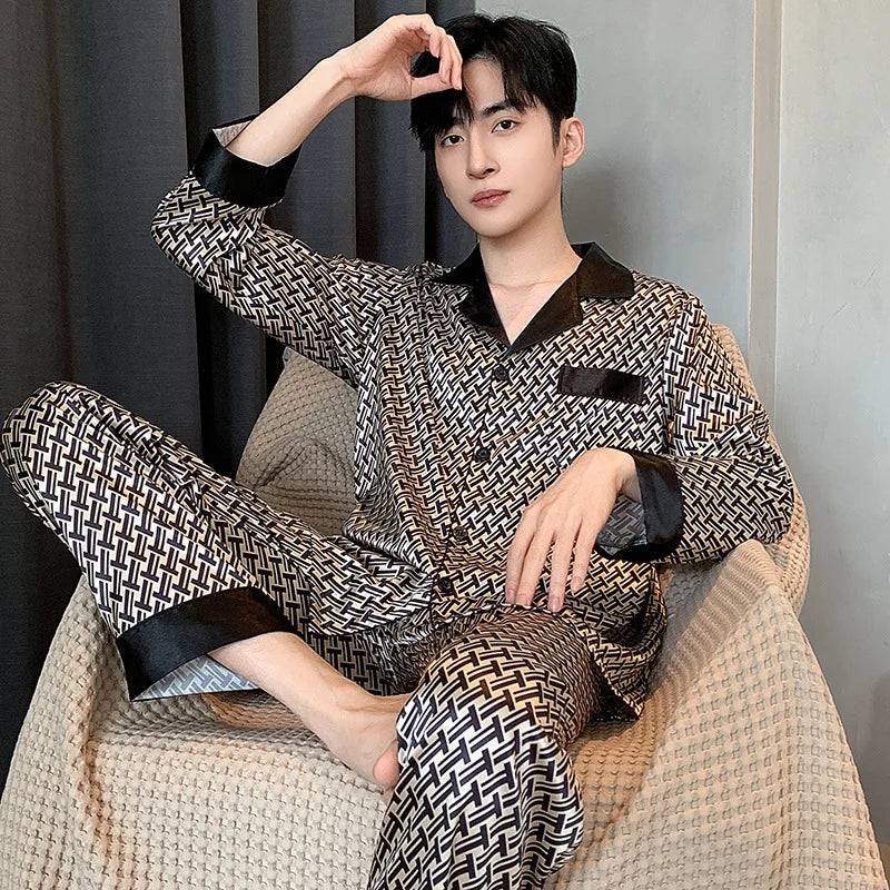 Men Pajamas Long Sleeve Short Sleeve set