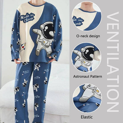 Men Pajamas Long-Sleeved Loose Leisure 2PCS/Set