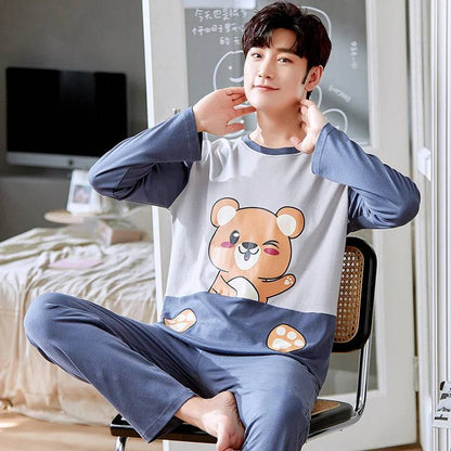 Men's Sleepwear Letter Lattice Pajamas 5XL Knitted Sets