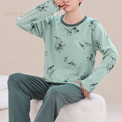 Men's Sleepwear Letter Lattice Pajamas 5XL Knitted Sets