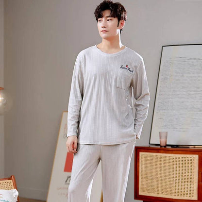 Men's Sleepwear Letter Lattice Pajamas 5XL Knitted Sets