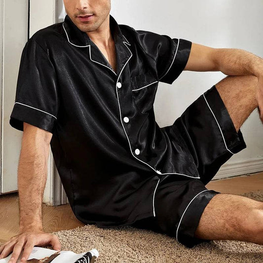 Men's Short Sleeve Pocket Button Down Pajamas Set