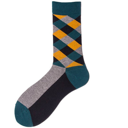 Men British Retro Contrast Color Hipster Cotton Socks-Xmaker