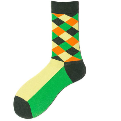Men British Retro Contrast Color Hipster Cotton Socks - Xmaker