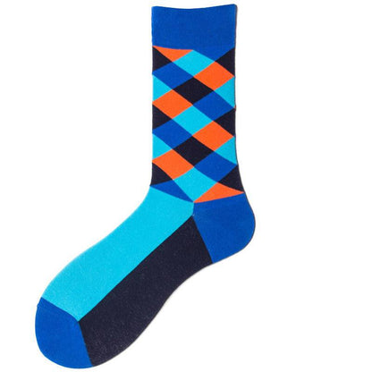 Men British Retro Contrast Color Hipster Cotton Socks - Xmaker