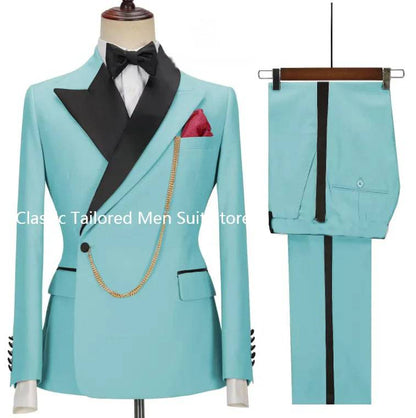 Custom Made Groom Tuxedo Peaked Lapel Double Breasted Men Suit - Xmaker