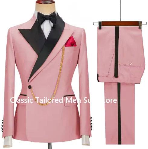 Custom Made Groom Tuxedo Peaked Lapel Double Breasted Men Suit - Xmaker