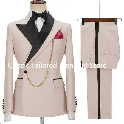 Custom Made Groom Tuxedo Peaked Lapel Double Breasted Men Suit - Xmaker