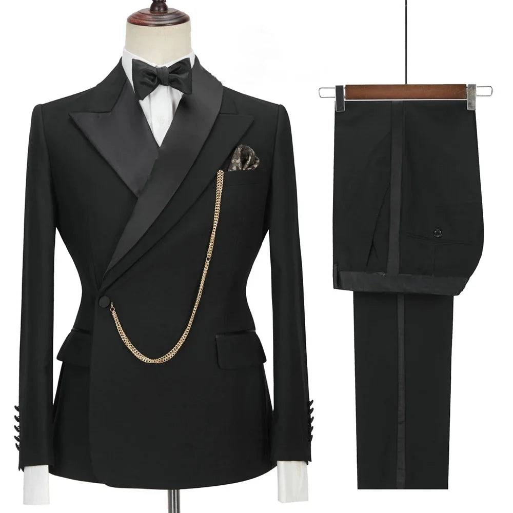 Custom Made Groom Tuxedo Peaked Lapel Double Breasted Men Suit