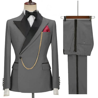 Custom Made Groom Tuxedo Peaked Lapel Double Breasted Men Suit