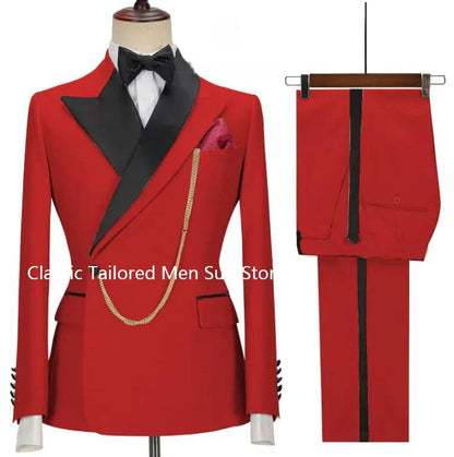 Custom Made Groom Tuxedo Peaked Lapel Double Breasted Men Suit