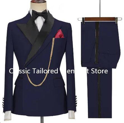 Custom Made Groom Tuxedo Peaked Lapel Double Breasted Men Suit