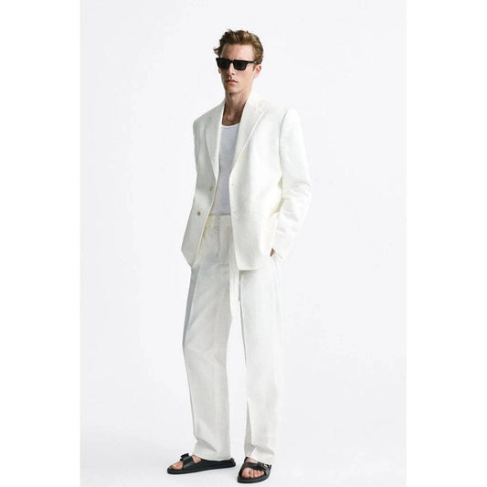 Elegant Prince White Single Breasted Men Suit Two Pieces(Jacket+Pants) Lapel Outfits Chic Casual Party Prom Wedding Set