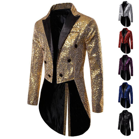 Men's Round Sequin Button Tuxedo Stage Show Suit