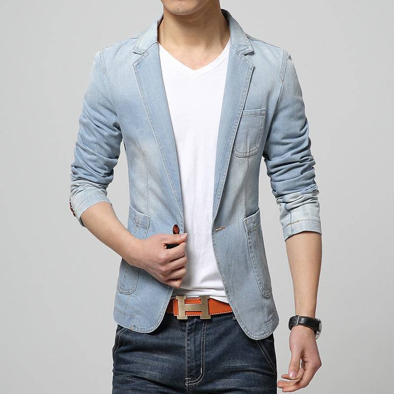 Spring And Autumn Single Breasted Men Denim Suit